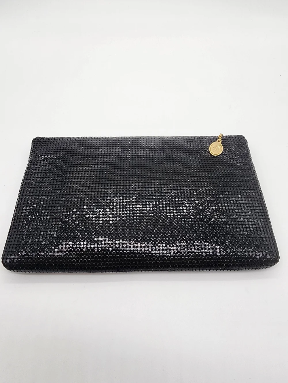 Whiting & Davis Vintage Y2K Mesh Metal Black Clutch Shoulder Bag USA